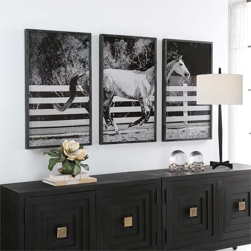 Uttermost Galloping Forward Equine Prints in Multi-Color (Set of 3)