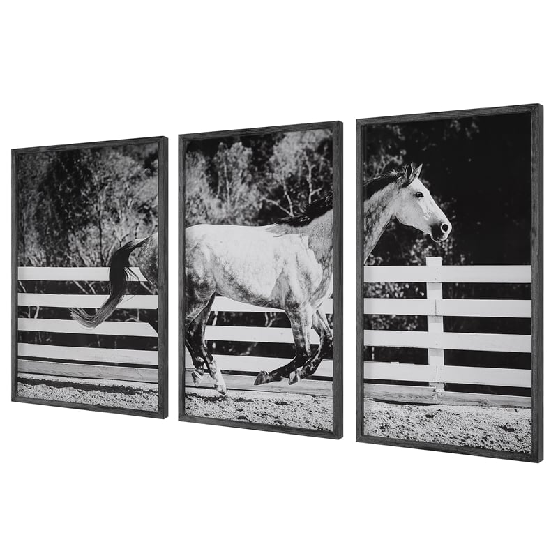 Uttermost Galloping Forward Equine Prints in Multi-Color (Set of 3)