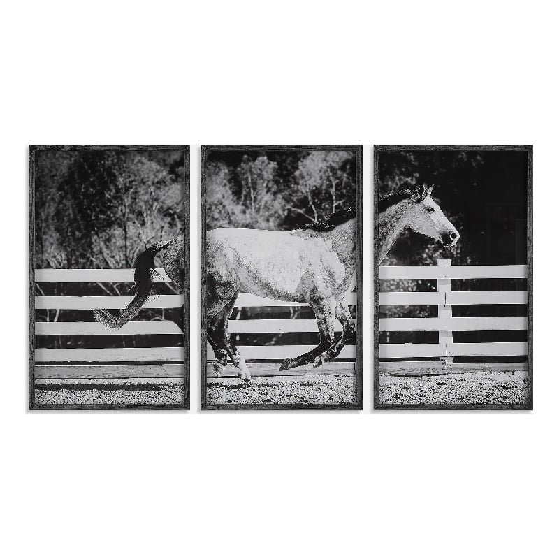 Uttermost Galloping Forward Equine Prints in Multi-Color (Set of 3)