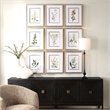 Uttermost Botanical Framed Prints in Champagne Frame/White Linen Mat (Set of 9)
