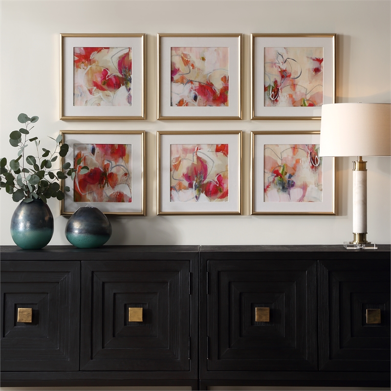 Uttermost Fresh Start Red Abstract Prints Set of 6
