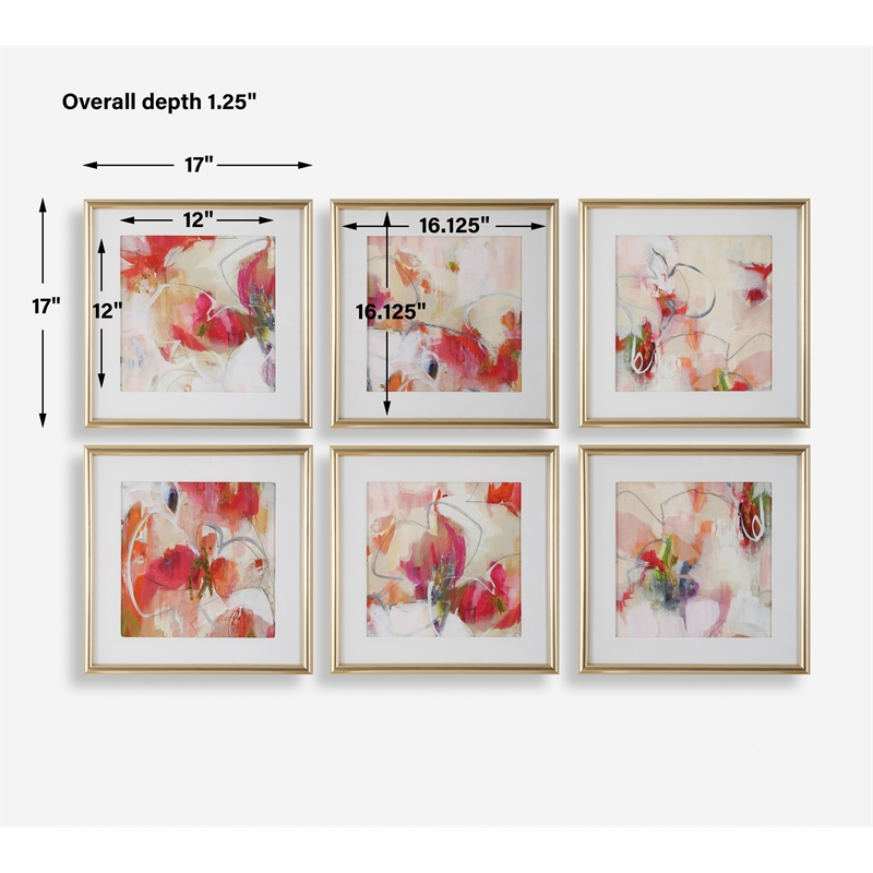 Uttermost Fresh Start Red Abstract Prints Set of 6