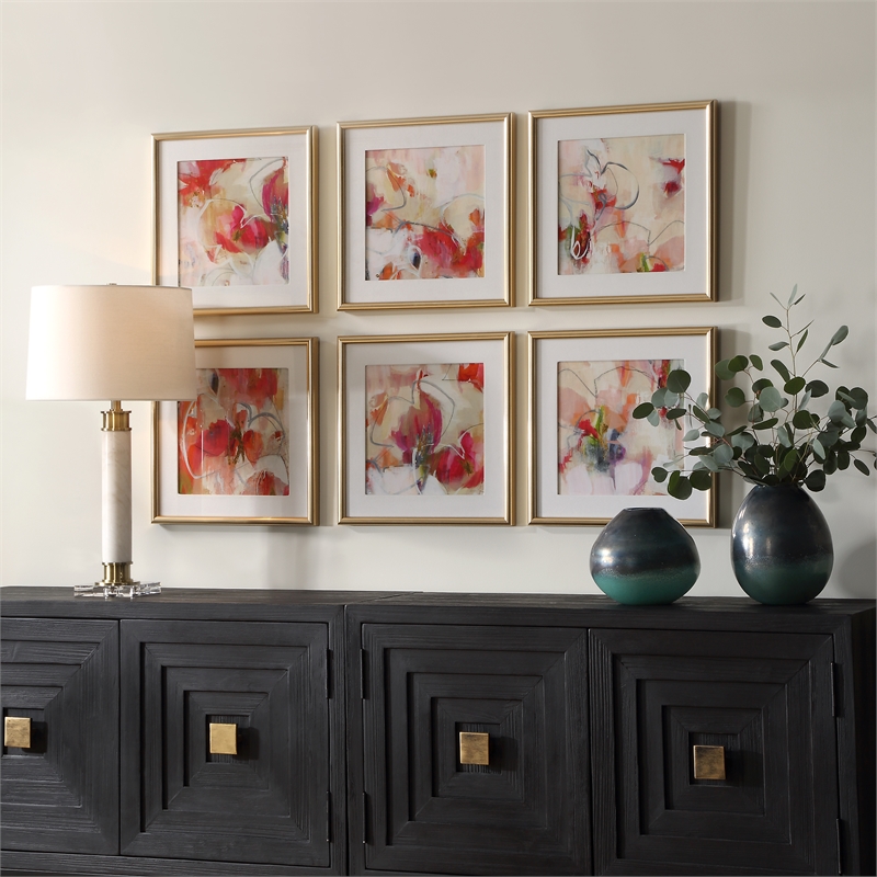 Uttermost Fresh Start Red Abstract Prints Set of 6