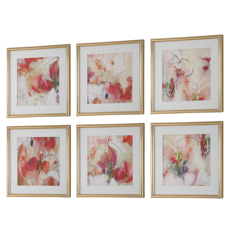 Uttermost Fresh Start Red Abstract Prints Set of 6
