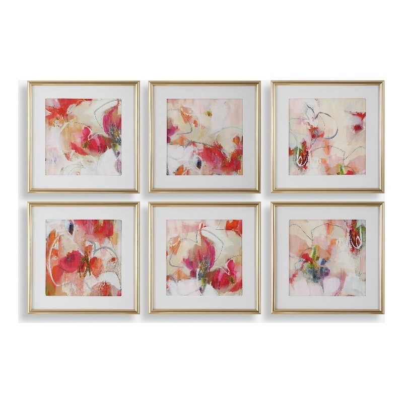 Uttermost Fresh Start Red Abstract Prints Set of 6