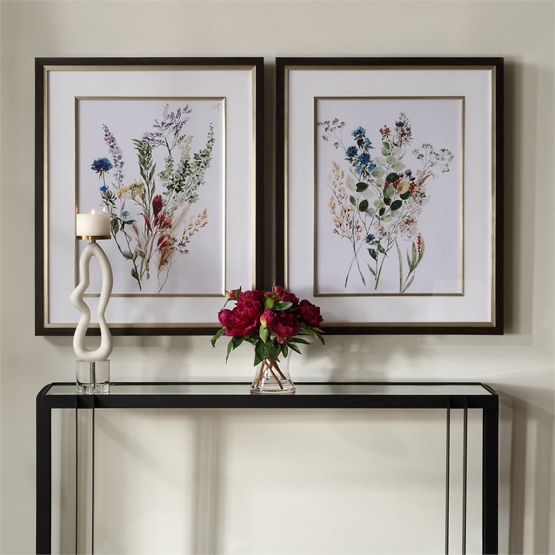 Uttermost Delicate Flowers Framed Prints in Multi-Color (Set of 2)