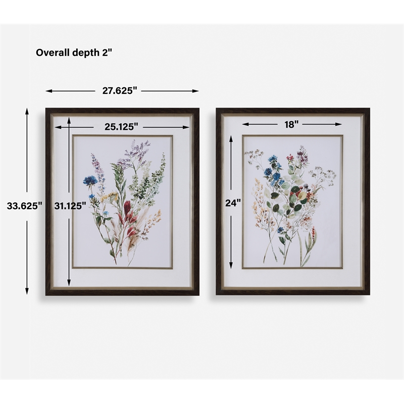 Uttermost Delicate Flowers Framed Prints in Multi-Color (Set of 2)