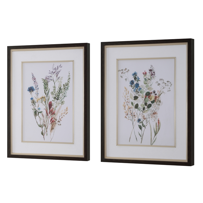 Uttermost Delicate Flowers Framed Prints in Multi-Color (Set of 2)