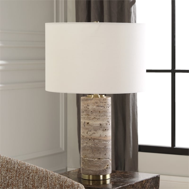 Uttermost Cortado Travertine Table Lamp in Brown
