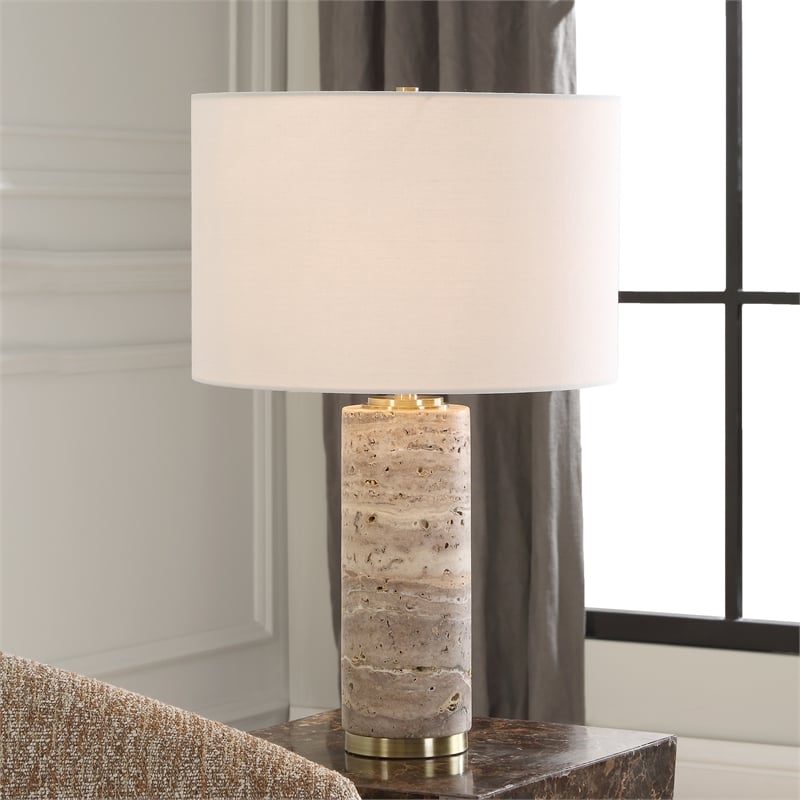 Uttermost Cortado Travertine Table Lamp in Brown