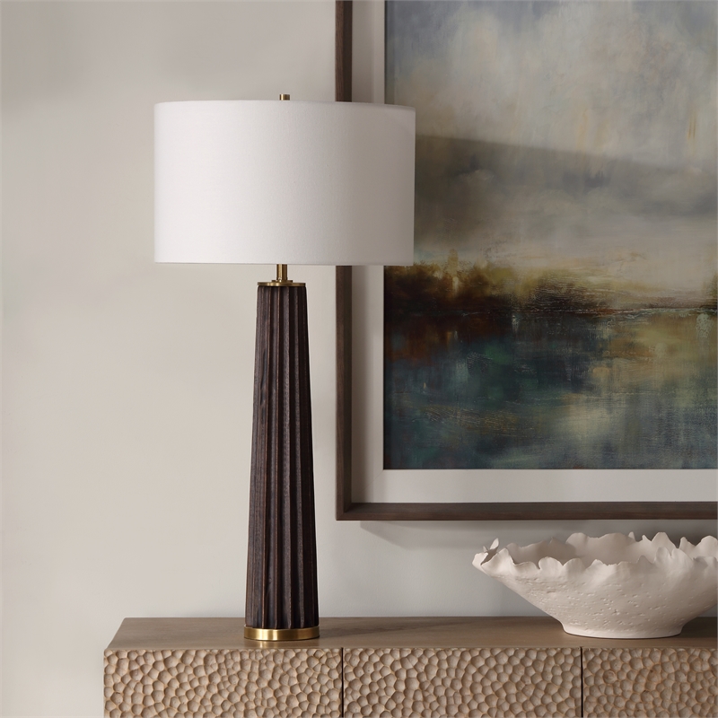 Uttermost Forage Dark Oak Scalloped Table Lamp