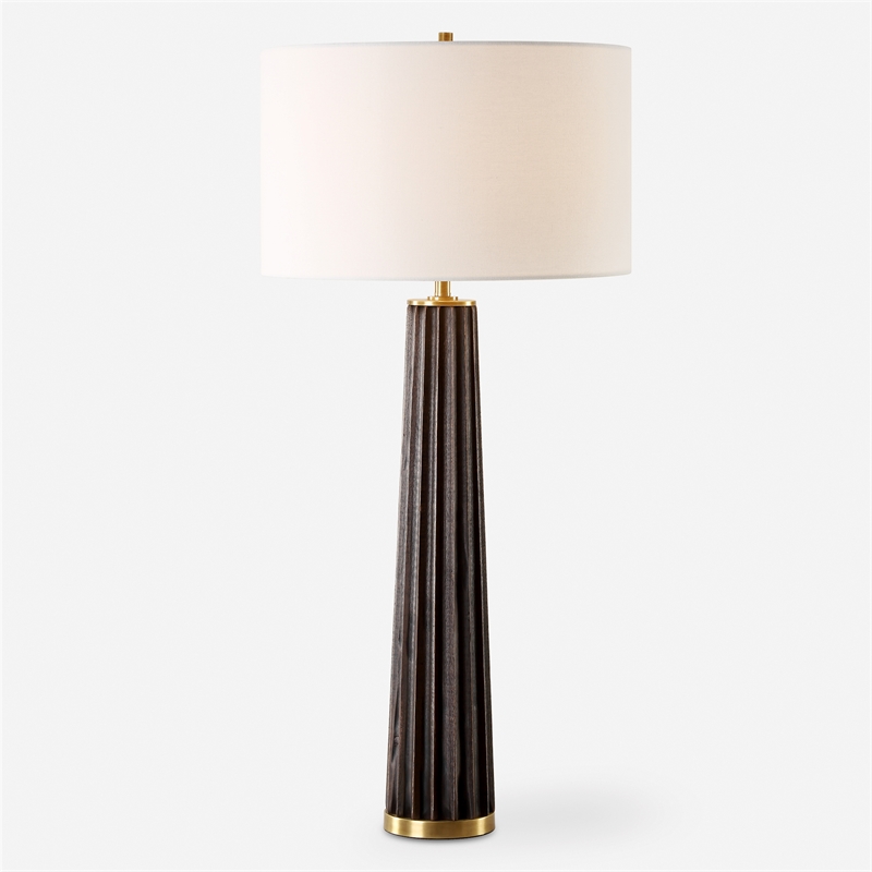 Uttermost Forage Dark Oak Scalloped Table Lamp