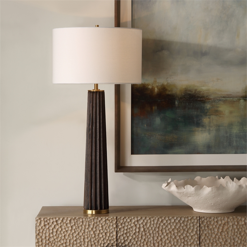 Uttermost Forage Dark Oak Scalloped Table Lamp