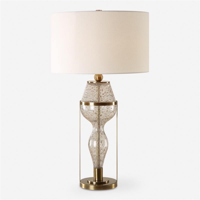 Uttermost Out Of Time Seeded Glass Table Lamp in Gray
