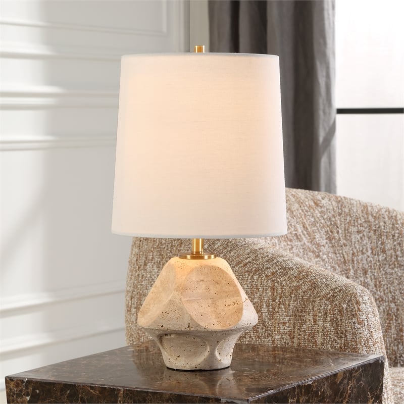 Uttermost Indent Travertine Accent Lamp in Brown