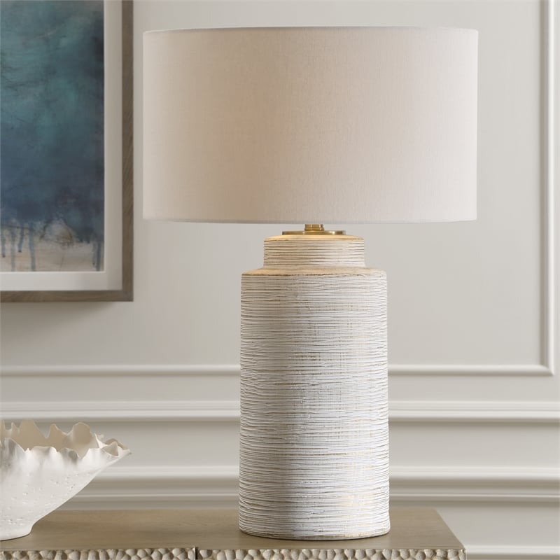 Uttermost Crimp Ribbed Table Lamp in Ivory
