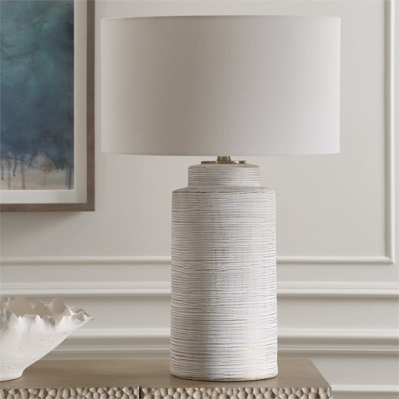 Uttermost Crimp Ribbed Table Lamp in Ivory
