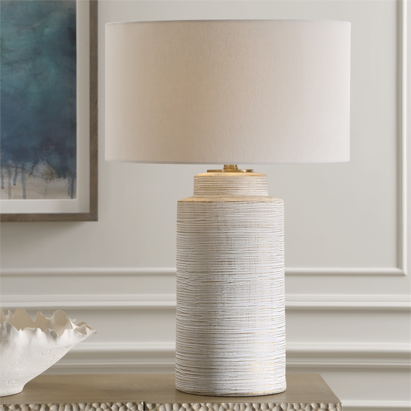 Uttermost Crimp Ribbed Table Lamp in Ivory