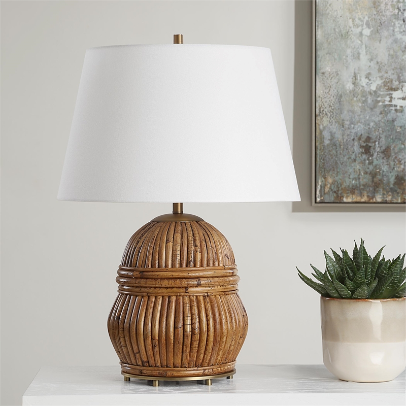 Uttermost Reed Honey Rattan Table Lamp in Brown