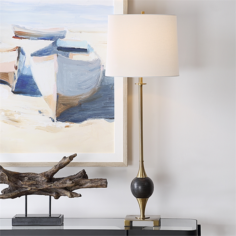 Uttermost Dempsey Marble Buffet Lamp in Black