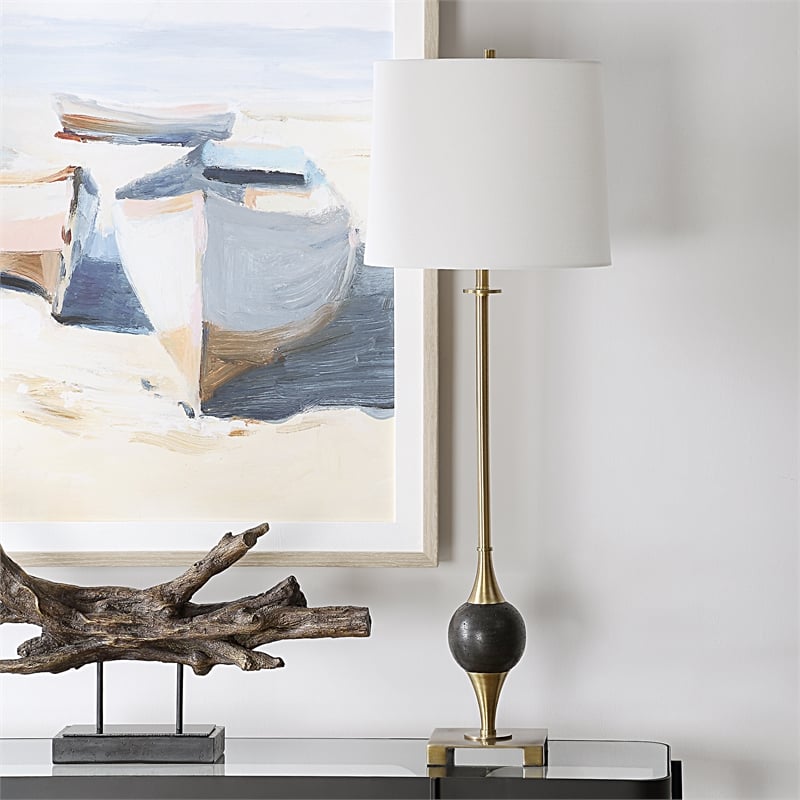 Uttermost Dempsey Marble Buffet Lamp in Black