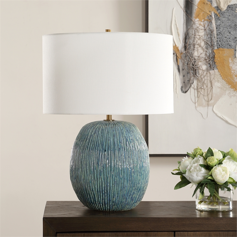 Uttermost Elysia Textured Table Lamp in Blue
