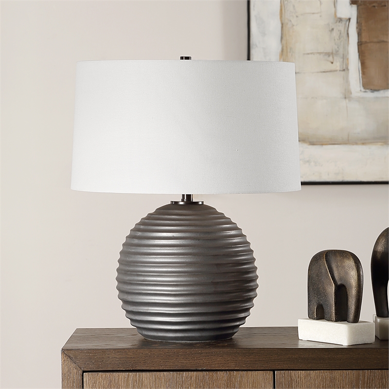 Uttermost Chelsom Ribbed Table Lamp in Bronze