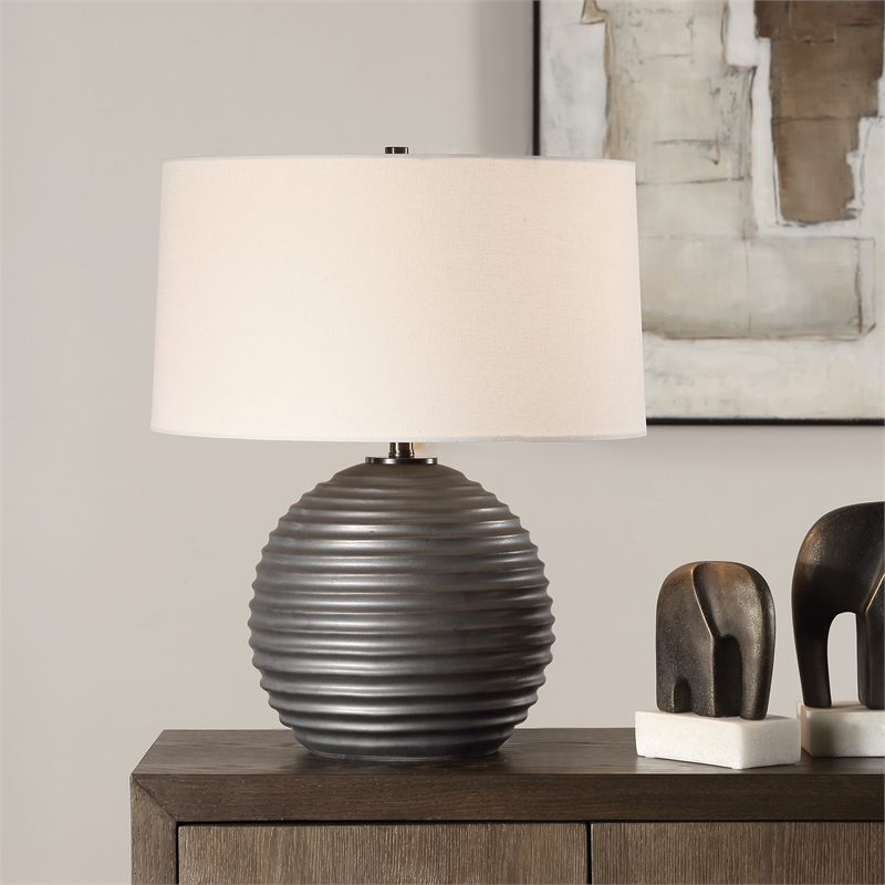Uttermost Chelsom Ribbed Table Lamp in Bronze