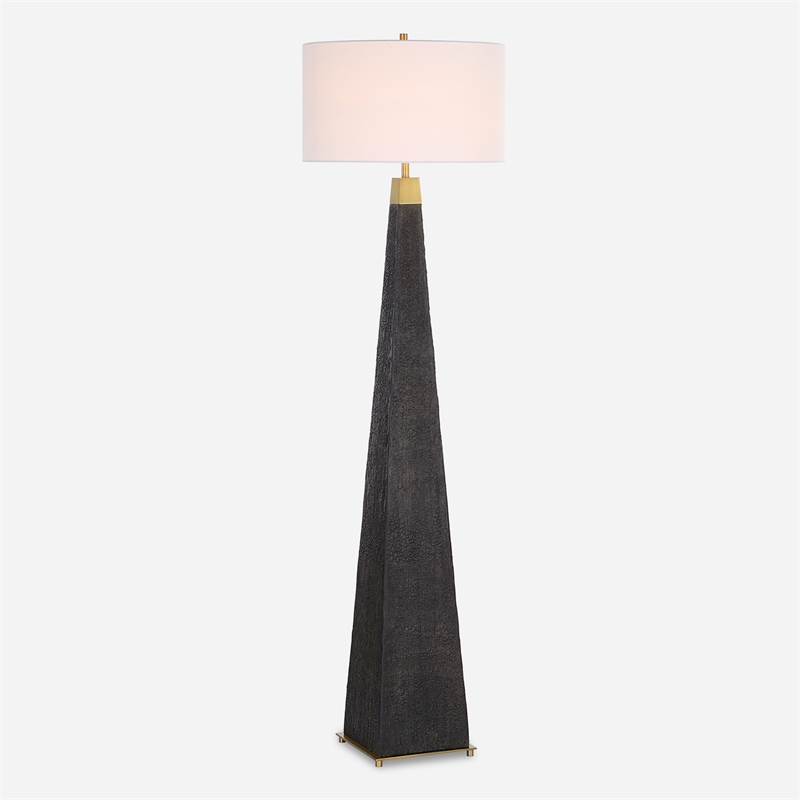 Uttermost Lathey Tapered Floor Lamp in Black