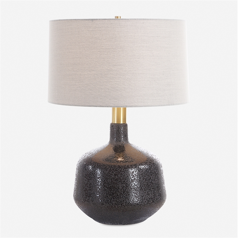 Uttermost Flanagan Mottled Gloss Table Lamp in Matte Black