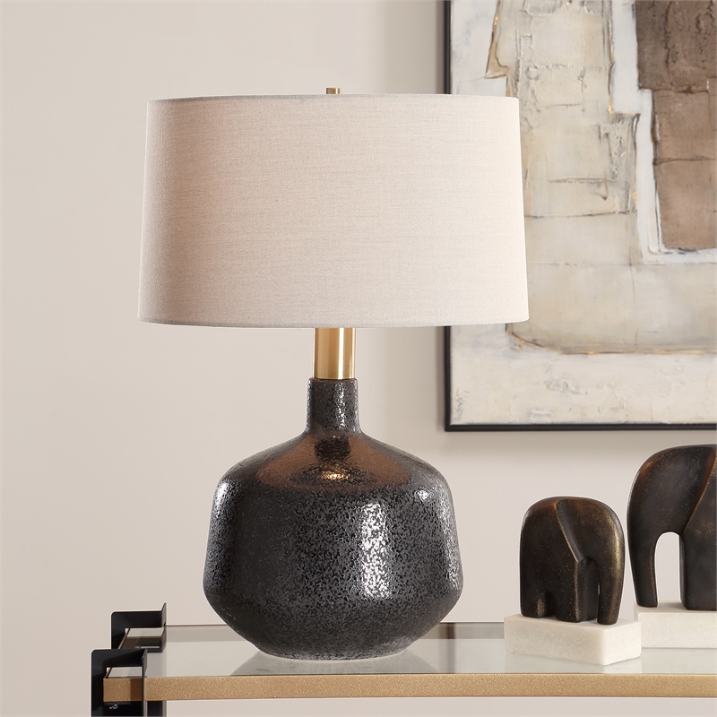 Uttermost Flanagan Mottled Gloss Table Lamp in Matte Black