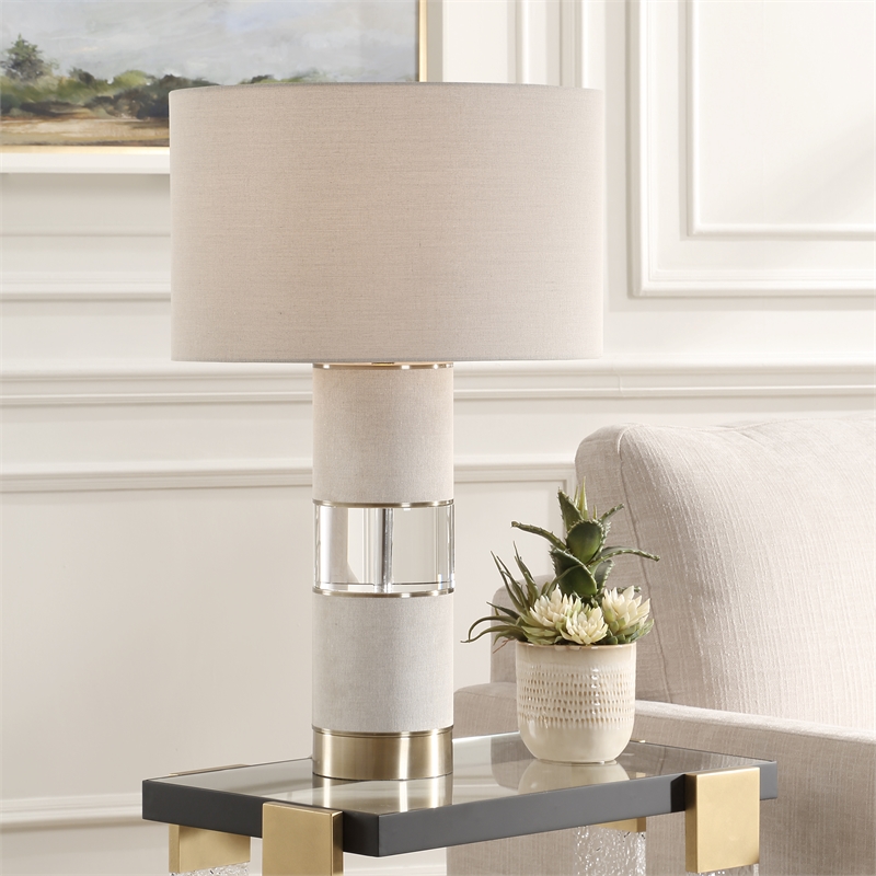 Uttermost Maliyah Linen Table Lamp in Beige