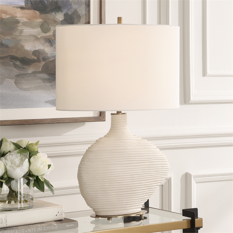 Uttermost Duostacked Ceramic Table Lamp in White