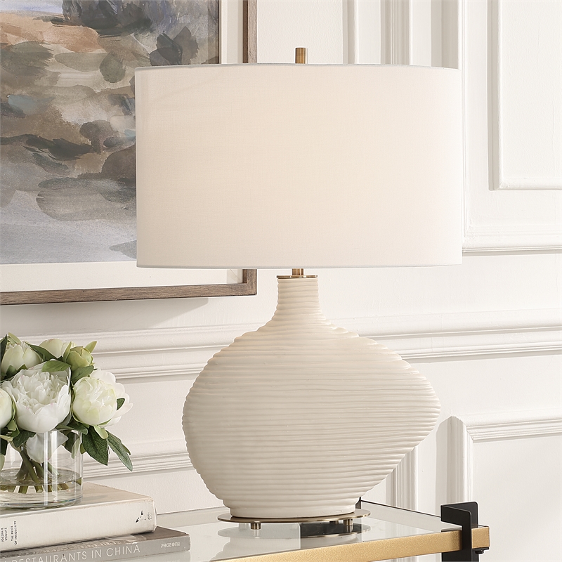 Uttermost Duostacked Ceramic Table Lamp in White
