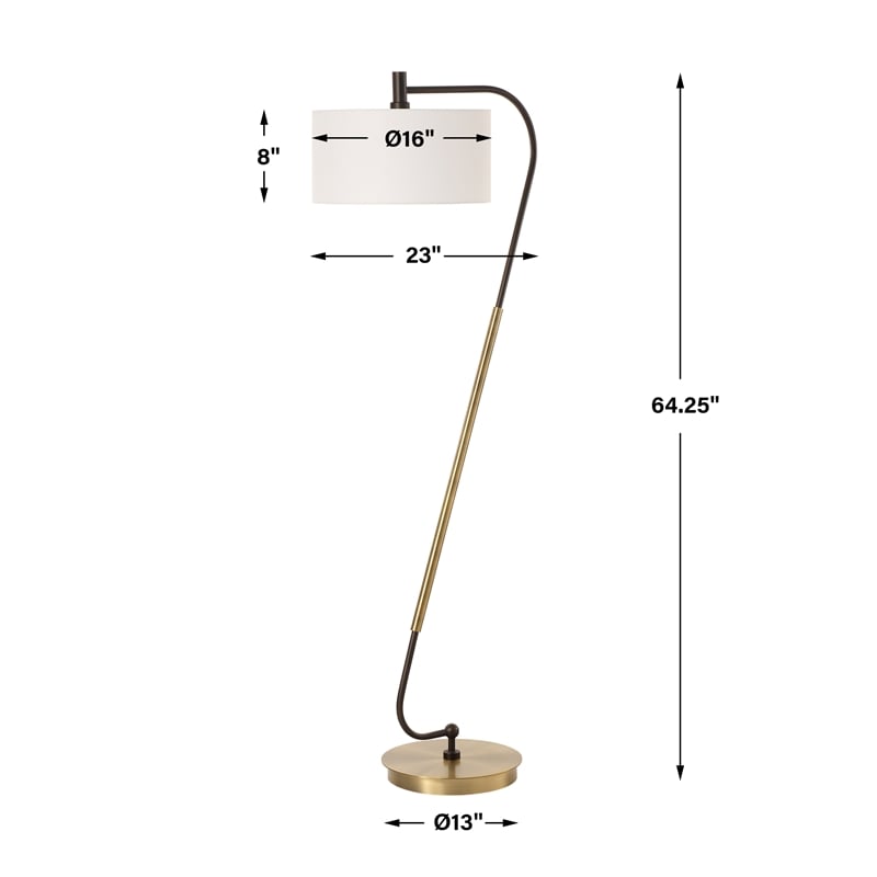 Uttermost Irwin Curved Brass Floor Lamp in Bronze