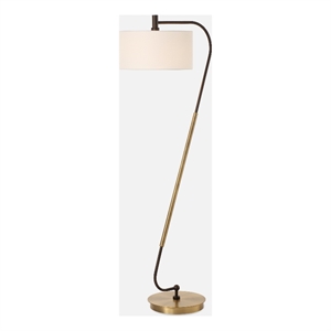 Uttermost Irwin Curved Brass Floor Lamp in Bronze
