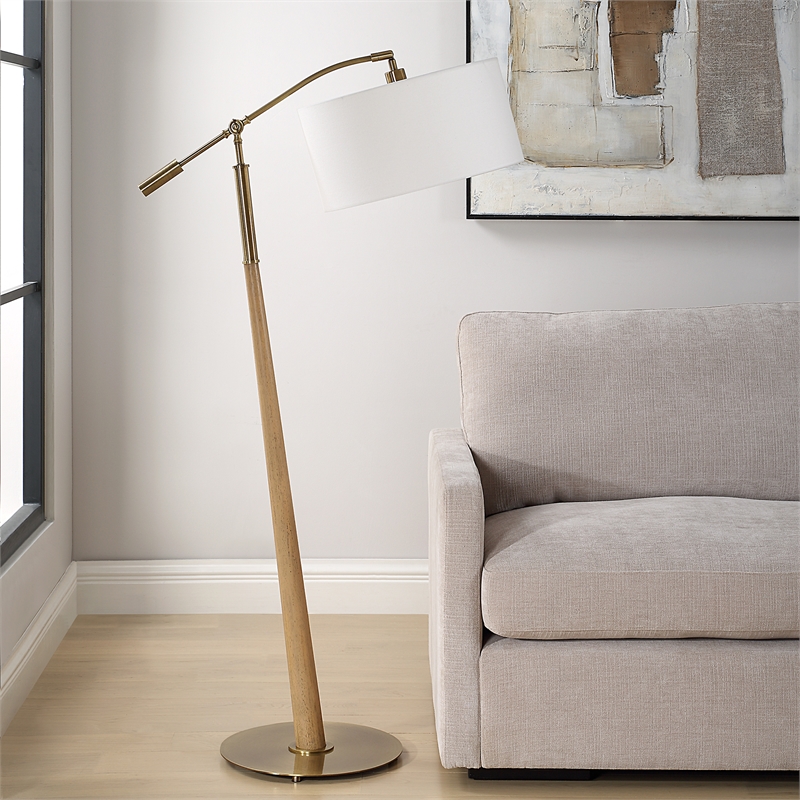 Uttermost Kennett Wooden Floor Lamp in Brown