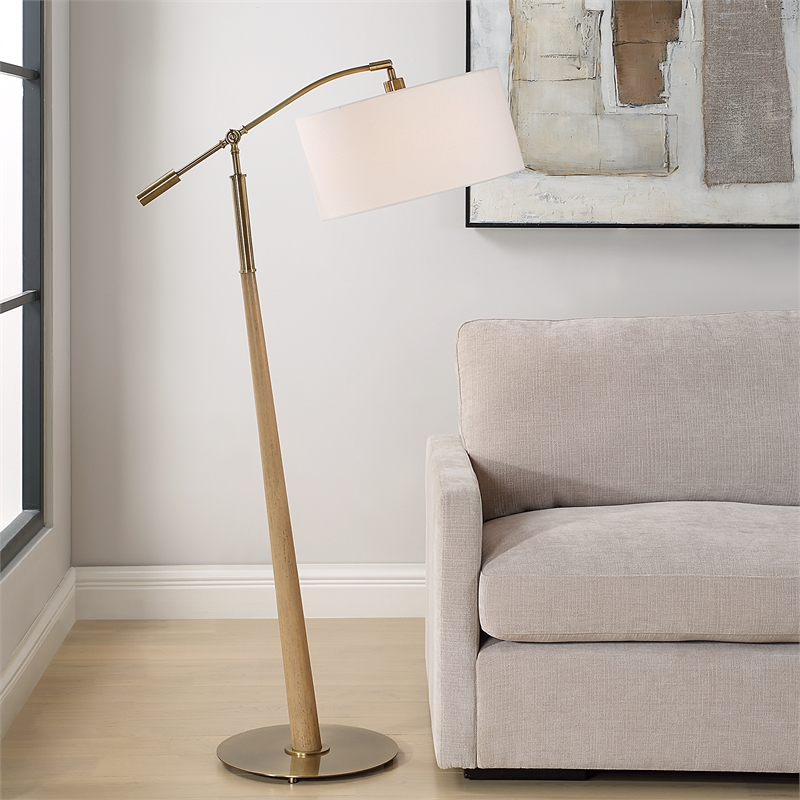 Uttermost Kennett Wooden Floor Lamp in Brown