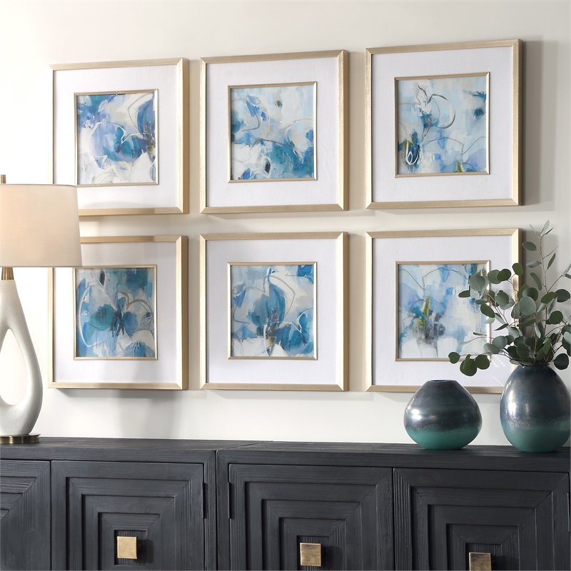 Uttermost Fresh Start Blue Abstract Prints Set of 6