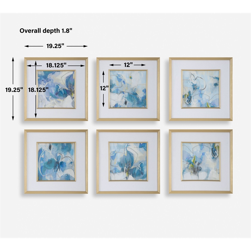 Uttermost Fresh Start Blue Abstract Prints Set of 6