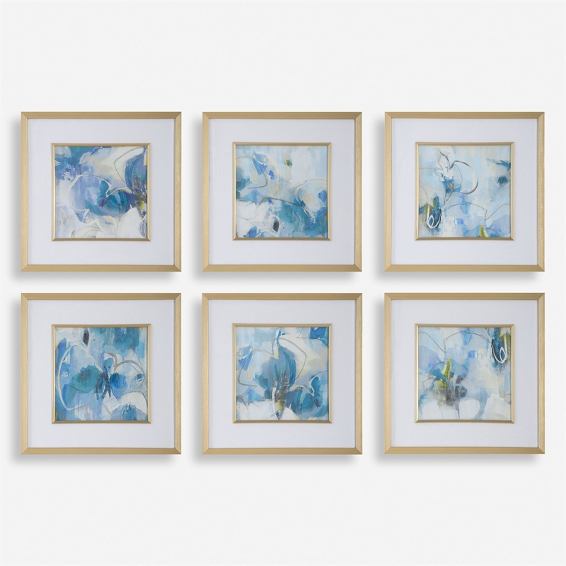 Uttermost Fresh Start Blue Abstract Prints Set of 6