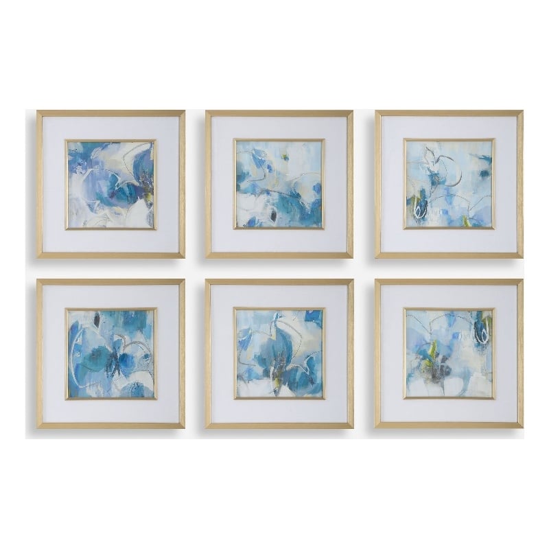 Uttermost Fresh Start Blue Abstract Prints Set of 6