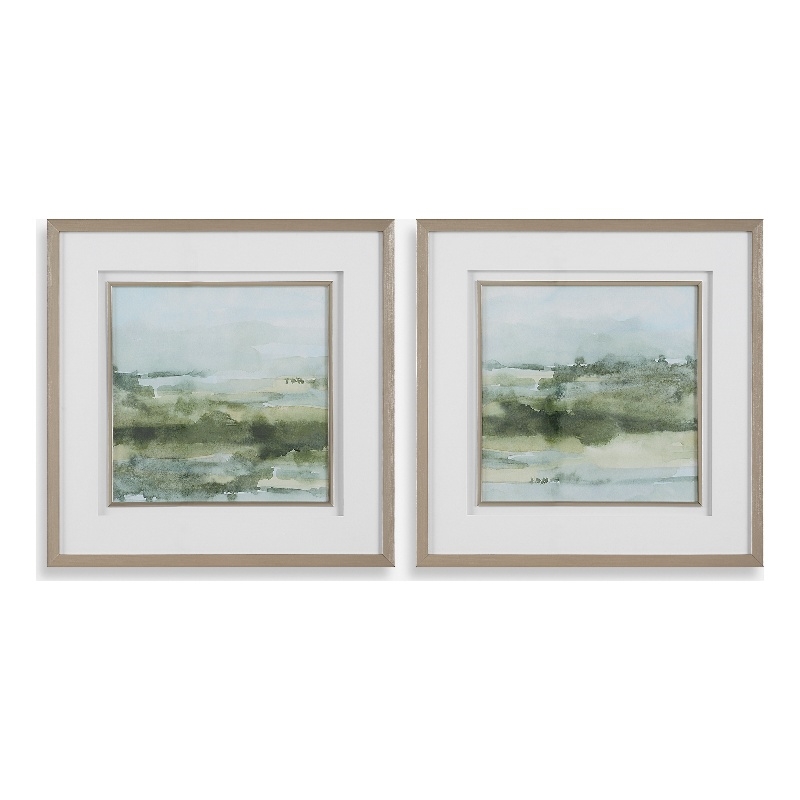 Uttermost Soft Sage Abstract Landscape Prints Set of 2