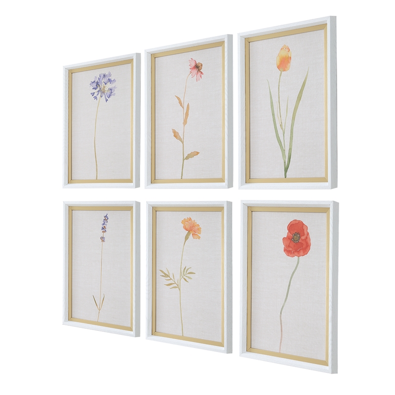 Uttermost Wild Flourish Framed Floral Prints in Multi-Color (Set of 6)