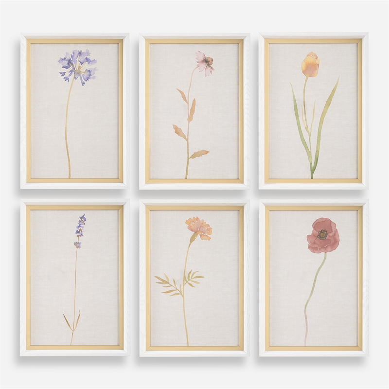 Uttermost Wild Flourish Framed Floral Prints in Multi-Color (Set of 6)