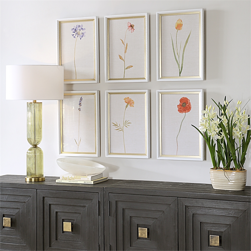 Uttermost Wild Flourish Framed Floral Prints in Multi-Color (Set of 6)