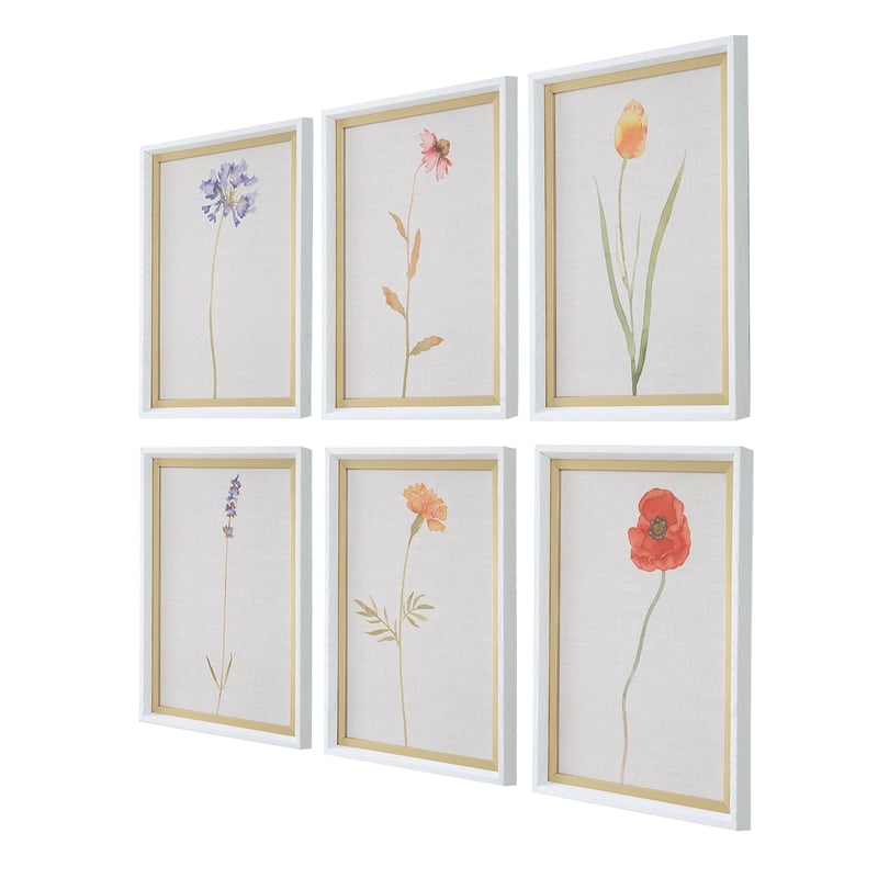 Uttermost Wild Flourish Framed Floral Prints in Multi-Color (Set of 6)