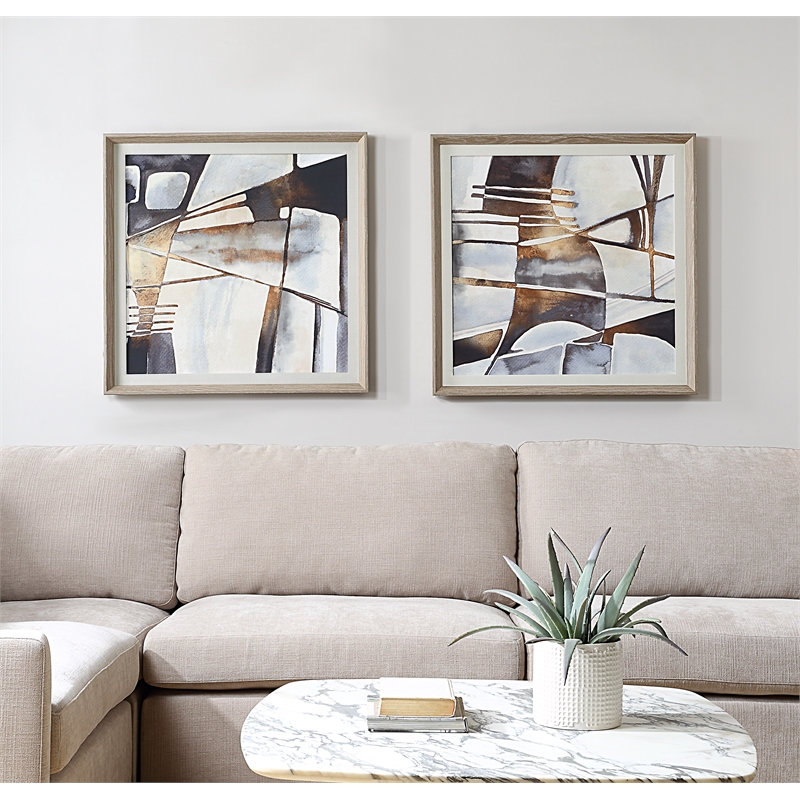 Uttermost Vetrina Framed Abstract Prints in Black (Set of 2)
