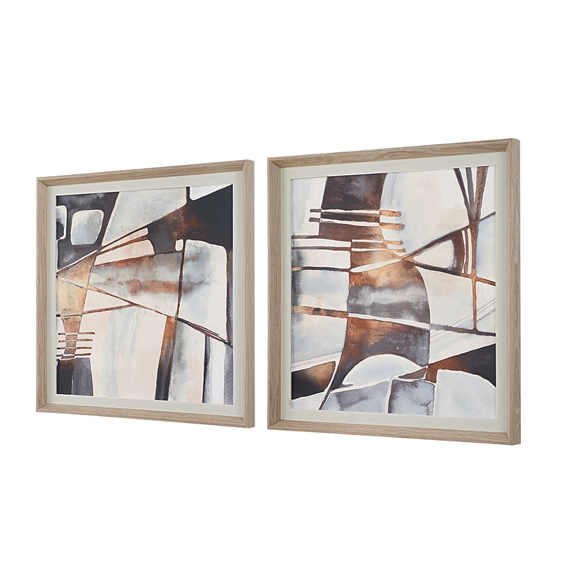 Uttermost Vetrina Framed Abstract Prints in Black (Set of 2)