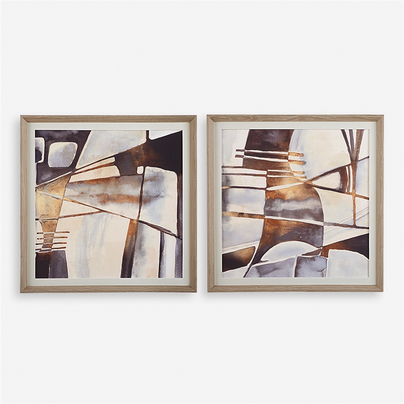 Uttermost Vetrina Framed Abstract Prints in Black (Set of 2)